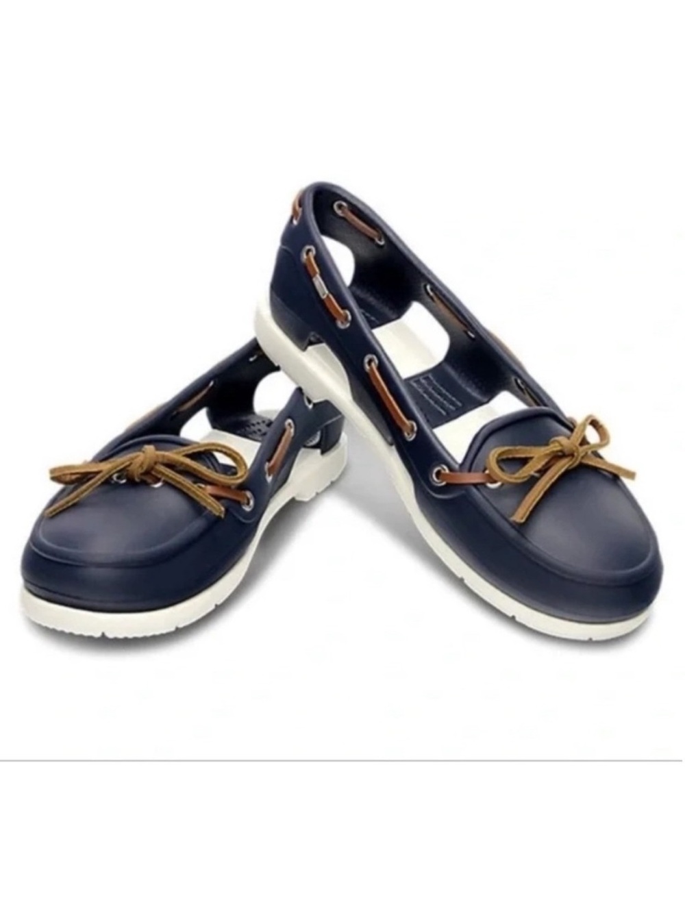 Crocs Beach Line Boat Shoes Lightweight Summer Water Navy/White Women’s Size 6